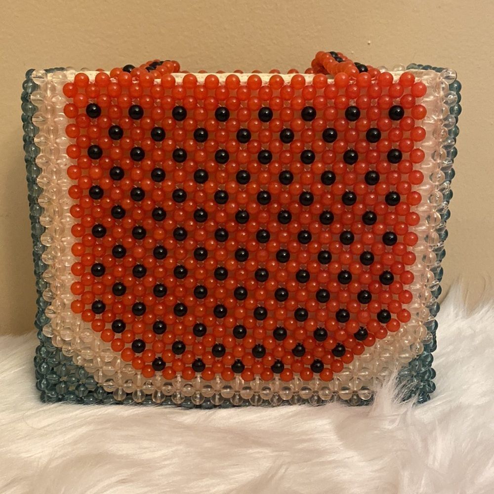NWT Cynthia Rowley | Rare Watermelon Acrylic Beaded Tote Shoulder Bag 🍉 - Picture 7 of 13